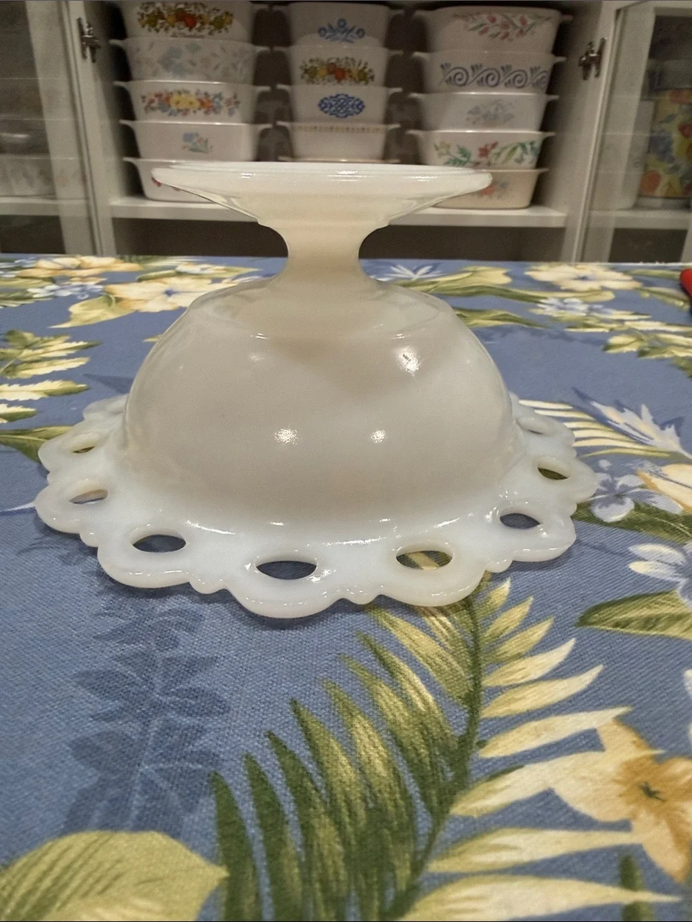 Milk Glass Lace-Edge Serving Bowl - White